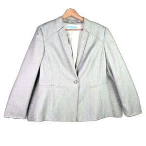 Antonio Melani Blazer Gray 14 Herringbone Stretch Structured Quiet Luxury